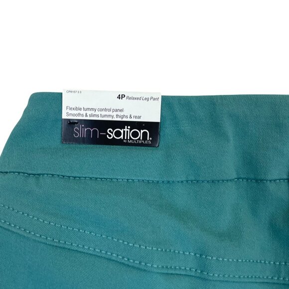 Slim-Sation Women’s Teal Relaxed Leg Pants Tummy Control Panel Sz 4P - New - Picture 4 of 7